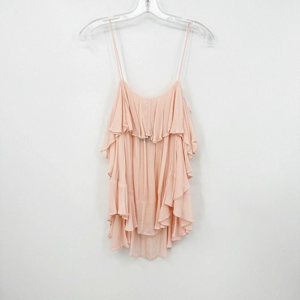 Intimately Free People Cascades Cami Size XS Pink Ruffles Flowy Feminine Flounce